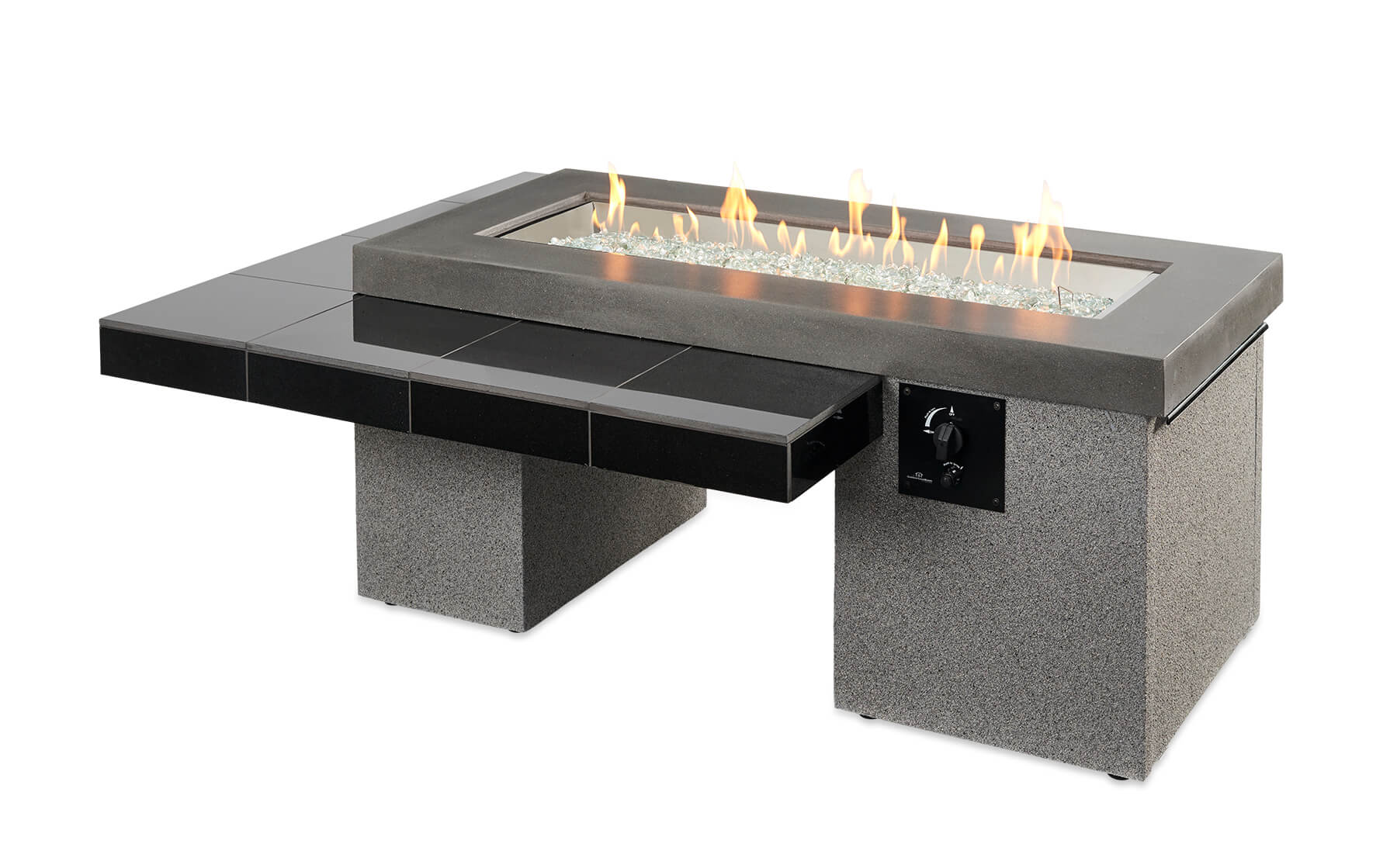 Uptown Black Gas Fire Pit Table, Black Glass Fire Pit