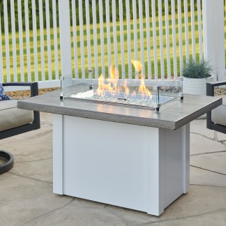 Havenwood with Pebble Grey Everblend top & White base - Fire Pit Table
