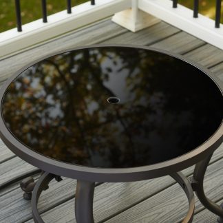 20" Round Black Glass Burner Cover - CFT-GLASS