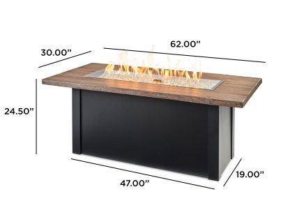 Linear Havenwood with Driftwood Everblend top & Luverne Black base- Fire Pit Table - Image 4