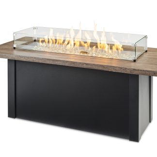 Linear Havenwood with Driftwood Everblend top & Luverne Black base- Fire Pit Table