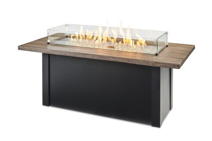 Linear Havenwood with Driftwood Everblend top & Luverne Black base- Fire Pit Table