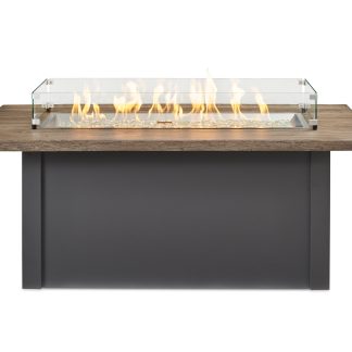 Linear Havenwood with Driftwood Everblend top & Graphite Grey base - Fire Pit Table