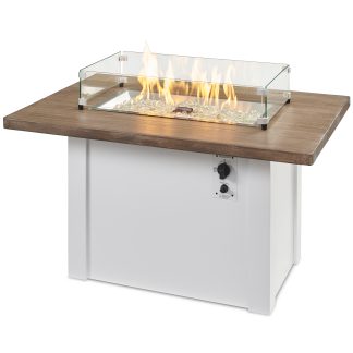 Havenwood with Driftwood Everblend top & White base - Fire Pit Table