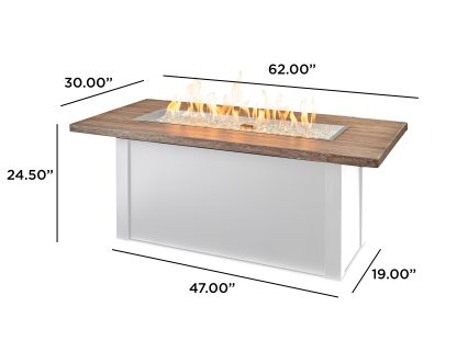 Linear Havenwood with Driftwood Everblend top & White base - Fire Pit Table - Image 4