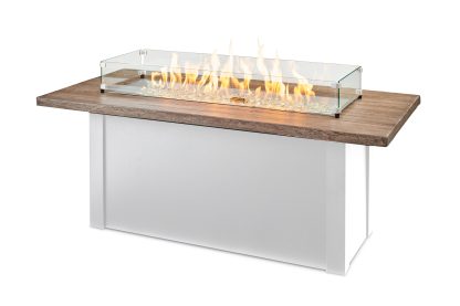 Linear Havenwood with Driftwood Everblend top & White base - Fire Pit Table