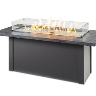 Linear Havenwood with Carbon Grey Everblend top & Luverne Black base - Fire Pit Table