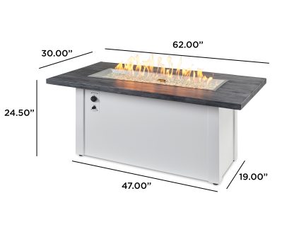 Linear Havenwood with Carbon Grey Everblend top & White base - Fire Pit Table - Image 4