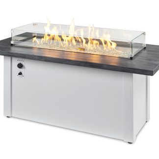 Linear Havenwood with Carbon Grey Everblend top & White base - Fire Pit Table