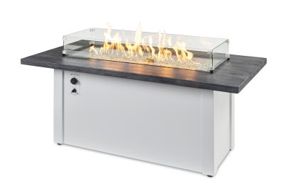 Linear Havenwood with Carbon Grey Everblend top & White base - Fire Pit Table